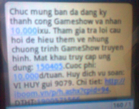 Chỉ vô tình click vào ô quảng cáo cáo game show của nhà mạng, anh Võ đã bị cho là truy cập thành công và trừ tiền hằng tuần. Ảnh: NVCC.