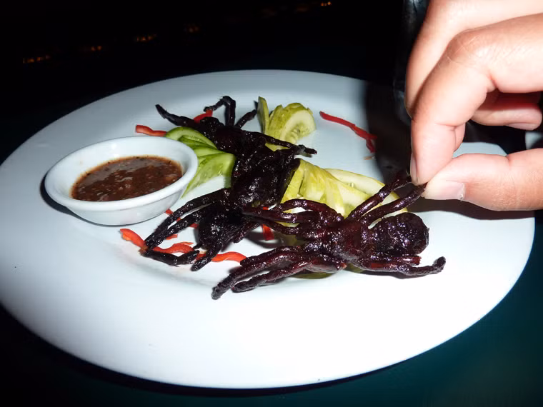 Khi nhện chín giòn phần bên ngoài, hơi ướt phần giữa thân cần nhanh chóng vớt ra, thưởng thức nóng. Phần lưng nhện được xem là tinh hoa nhất, nếu để khô sẽ mất ngon.