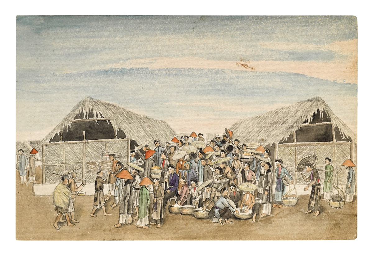 Cảnh họp chợ ở Nam Định.