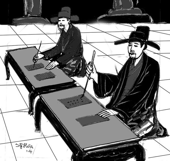 Sau khi nhìn thấy vế đối trên cổng Thiên An Môn với nội dung “Trên ngôi cửu ngũ, trị vì 55 năm, số năm hợp với trời, số năm hợp với đất, sửa mình theo năm đức, trị nước theo ngũ hành, năm phúc chầu vào liễu phượng”, Nhữ Trọng Thai hỏi ngày tháng sinh của vua Càn Long rồi mượn giấy bút viết ngay vế đối với nội dung: "Thánh thọ 80 tuổi, sinh ngày 8 tháng 8, tám nghìn mùa xuân, tám nghìn mùa thu, tám bậc hiền tới, tám bậc tài về, tám tiên múa nghê thường mừng thọ".