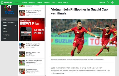 Chiến thắng của ĐT Việt Nam trước Philippines trong khuôn khổ vòng bảng AFF Suzuki Cup 2014 tối qua khiến khán giả nức lòng. Trước trận đấu, ĐT Việt Nam bị đánh giá thấp hơn đối thủ nên ít ai ngờ các cầu thủ Việt Nam lại có màn trình diễn ấn tượng như vậy.