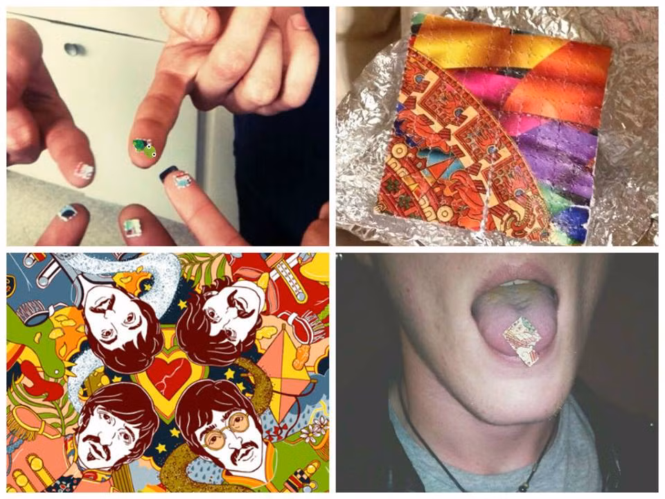 LSD được tẩm vào từng miếng giấy nhỏ in hình các nhân vật hoạt hình, màu sắc vui mắt để che mắt chính quyền và dễ hấp dẫn trẻ con. Người sử dụng sẽ xé một miếng LSD hình vuông kích cỡ 1x1cm và dán vào lưỡi hoặc mút trong miệng.