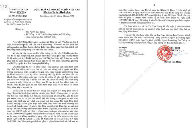 Khach an hai san 2 trieu, tinh tien 3 trieu: Quan Nam Ranh bi phat 25 trieu