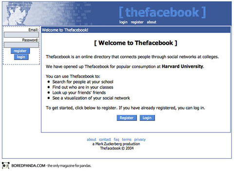 Ngày mới ra đời năm 2004, giao diện Facebook thật... đáng thất vọng.