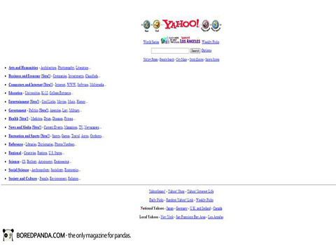Trang tin tức của Yahoo năm 1995 cũng không khá khẩm hơn.