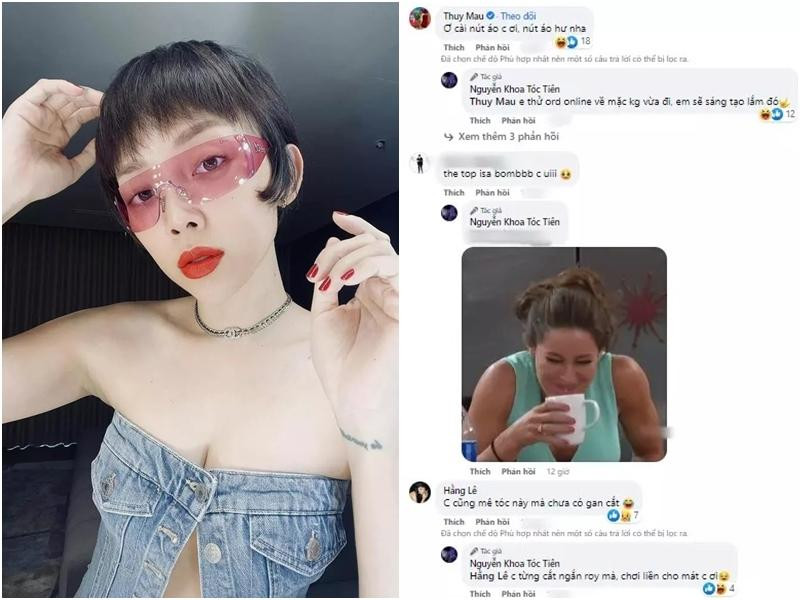 óc Tiên mua hàng online không đến nỗi thảm họa nhưng sai size đến mức không cài nổi cúc.