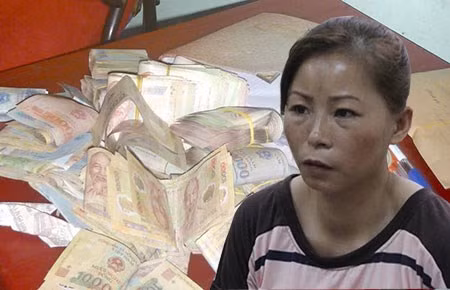 Đoàn Thị Cúc và tang vật. Ảnh: CTV.