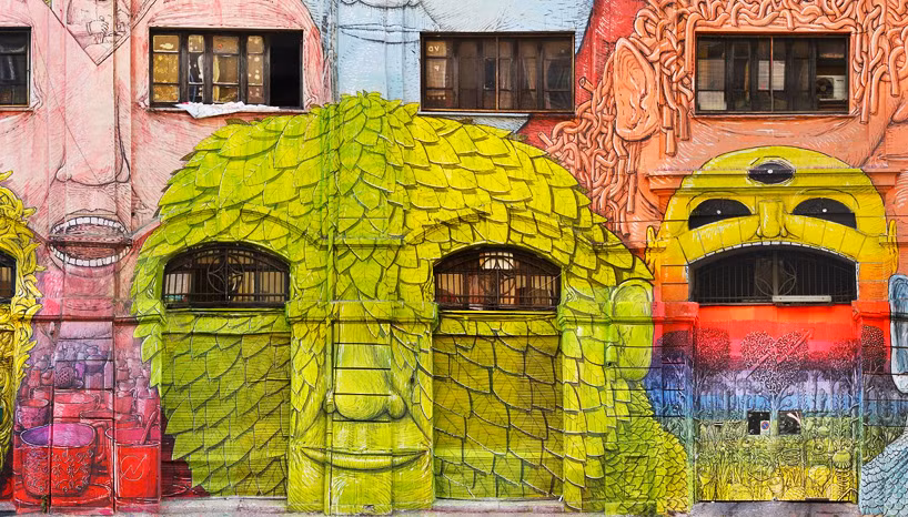 Những màu sắc sinh động đã mang đến sự tươi mới cho kiến trúc nhà kho quân sự cũ.