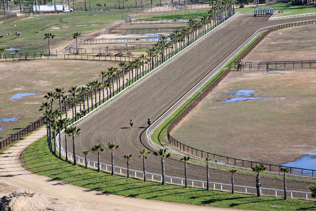 Trang trại có một đường đua dài 1.200m.