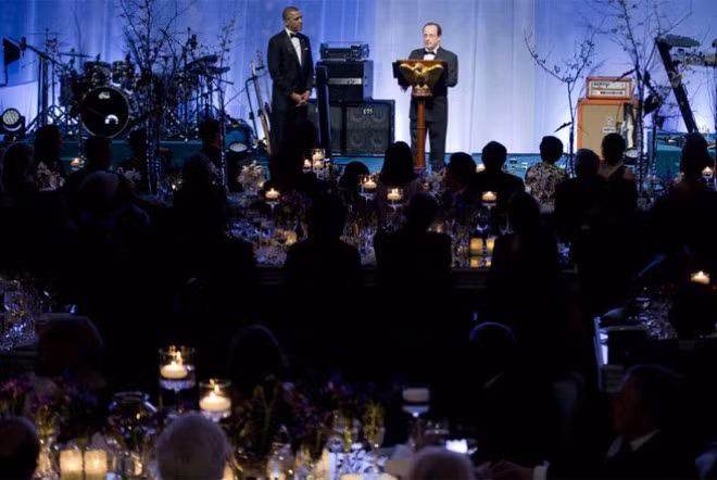 Đây là quốc yến do Tổng thống Mỹ Barack Obama tổ chức trọng thể tại Nhà Trắng để chiêu đãi người đồng cấp Pháp Francois Hollande hồi tháng 2/2014.