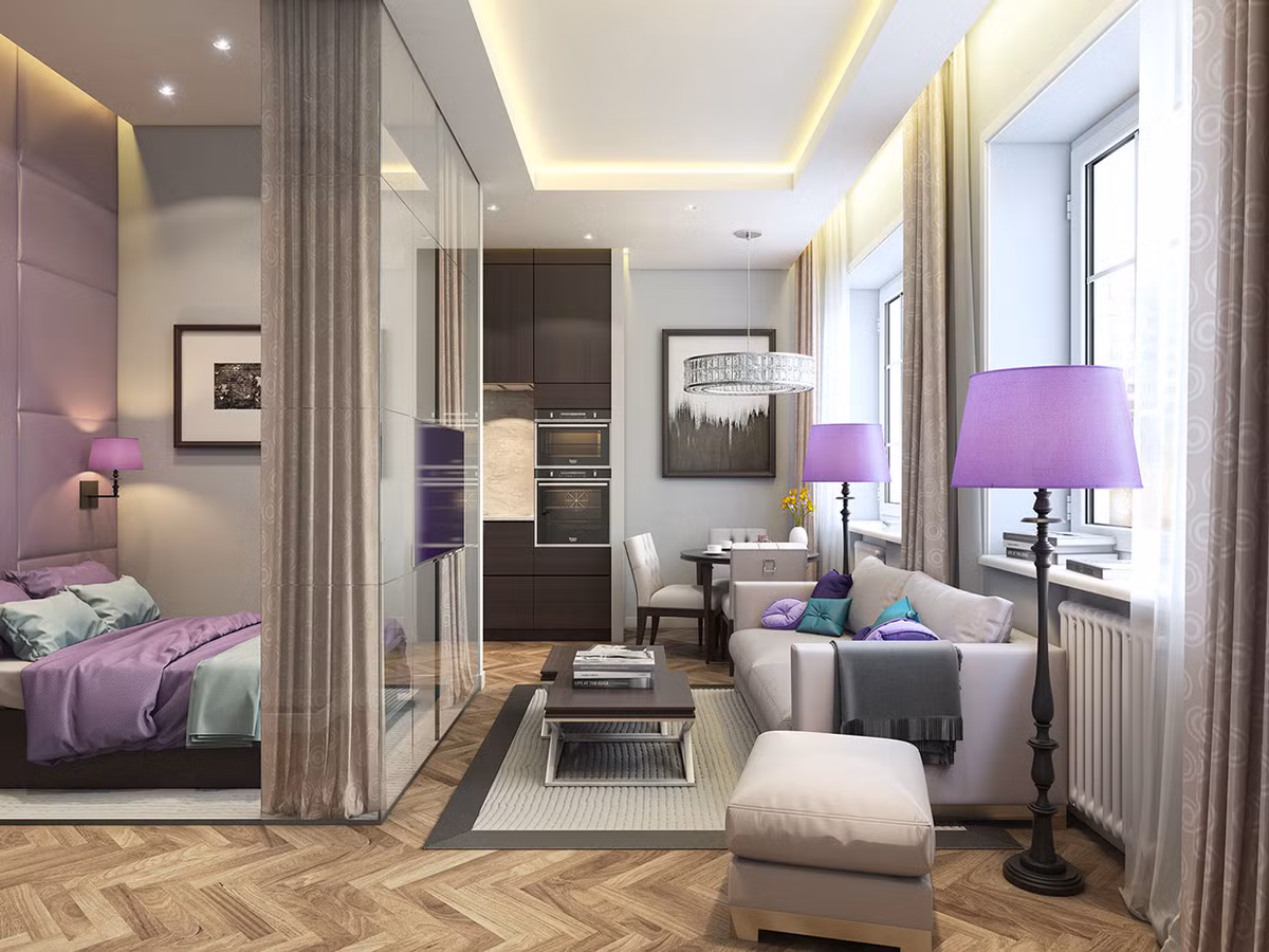 Căn hộ này cũng dùng mặt sàn gỗ giống như căn đầu tiên, nhưng có một số khác biệt về phong cách.