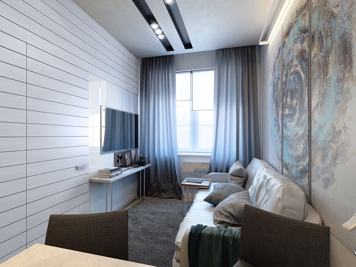 Căn hộ này rộng 35 m2 với không gian nội thất khá ấn tượng.