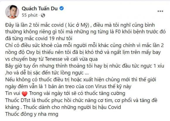 Ca sĩ Quách Tuấn Du bị nhiễm COVID-19 lần 2 sau 4 tháng Ca si Quach Tuan Du bi nhiem COVID-19 lan 2 sau 4 thang