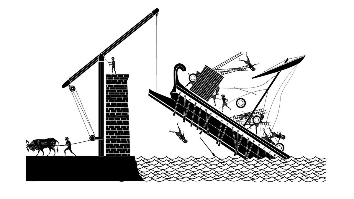 Nhiều chiếc thuyền của La Mã đã bị nhấn chìm xuống biển cả chỉ trong chốc lát, và một số sử gia cho rằng “chiếc móng” của Archimedes đã góp phần to lớn vào chiến thắng của người Hy Lạp.