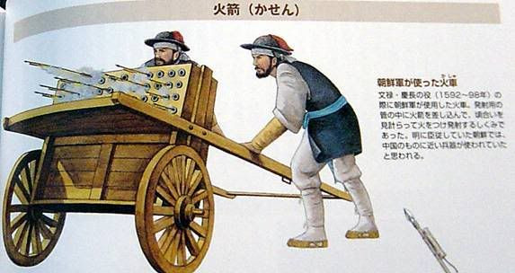 Đây là loại vũ khí có khả năng bắn được nhiều mũi tên cùng một lúc với uy lực lớn, với cấu bao gồm hai bánh xe và tấm bảng phóng tên gồm nhiều lỗ. Mỗi lỗ trên tấm bảng sẽ được dùng để phóng tên.