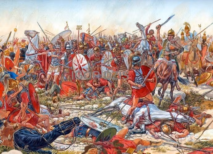 Theo ước tính có khoảng hơn 50.000 lính La Mã đã bị tiêu diệt trong cuộc chiến này - tương đương với khoảng 20% dân số nam đủ tuổi phục vụ trong quân đội La Mã.