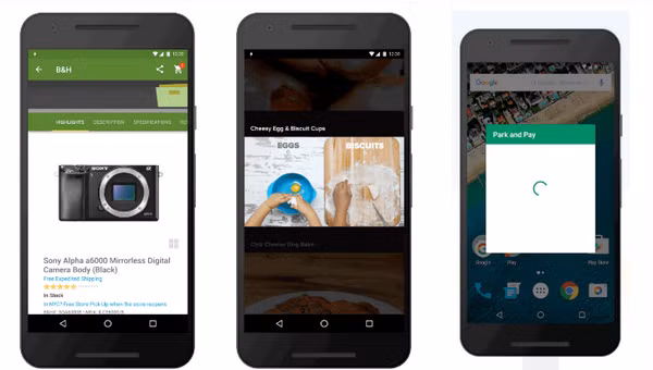  2. Tính năng Instant Apps. Với Instant Apps, người dùng có thể test ứng dụng ngay tại Google Play mà không cần mua hay phải tải chúng về. Nhờ Instant Apps bạn có thể biết được liệu ứng dụng Allo có thực sự đáng để bạn download về hay không? Hoặc bản fake của game Flappy Bird khi chơi liệu có làm bạn cáu điên như bản gốc hay không? Tất cả sẽ có câu trả lời ngay lập tức mà không cần phải download về rồi mới "ôm cả rổ bực tức vào bụng", vì ứng dụng quá tệ hại.