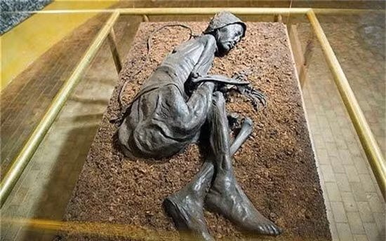 5. Tollund Man: Nếu như được chứng kiến xác chết kỳ lạ này, hẳn là bạn sẽ quên đi các loại kem Botox và chống lão hóa. Đơn giản là thi thể của người đàn ông này đã bị chôn vùi trong đống than bùn và nó không hề bị phân hủy, phần mặt và phần thân vẫn khá nguyên vẹn. Các nhà khảo cổ đã khám phá ra lai lịch của xác ướp tự nhiên bí ẩn này. Đây là thi thể của một người đàn ông sống trong khoảng thế kỷ thứ IV TCN, thời kỳ tiền đồ sắt Roma. Năm 1950, tại một vùng đầm lầy ở Jutland Peninsula, Đan Mạch, người ta đã phát hiện ra xác ướp này. Các nhà khảo cổ cũng tìm thấy những vệt hằn trước cổ người đàn ông, có thể người đàn ông này đã bị treo cổ. Hiện nay, bảo tàng Silkebord đang bảo quản xác ướp này. 