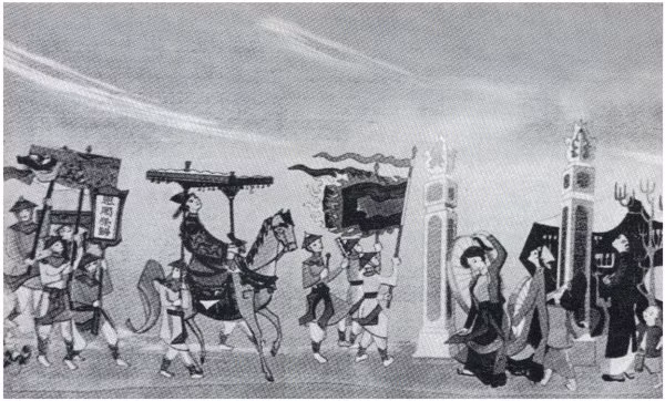 Tiến sĩ vinh quy về làng. Tranh minh họa.