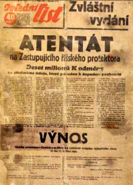 Cáo thị về việc thưởng cho ai có công cung cấp thông tin về vụ ám sát Heydrich.