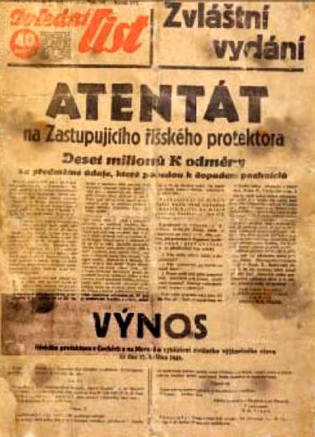 Cáo thị về việc thưởng cho ai có công cung cấp thông tin về vụ ám sát Heydrich.