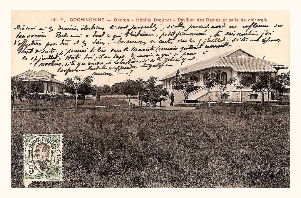 Bệnh viện Drouhet trên một bưu thiếp trăm tuổi của Pháp.
