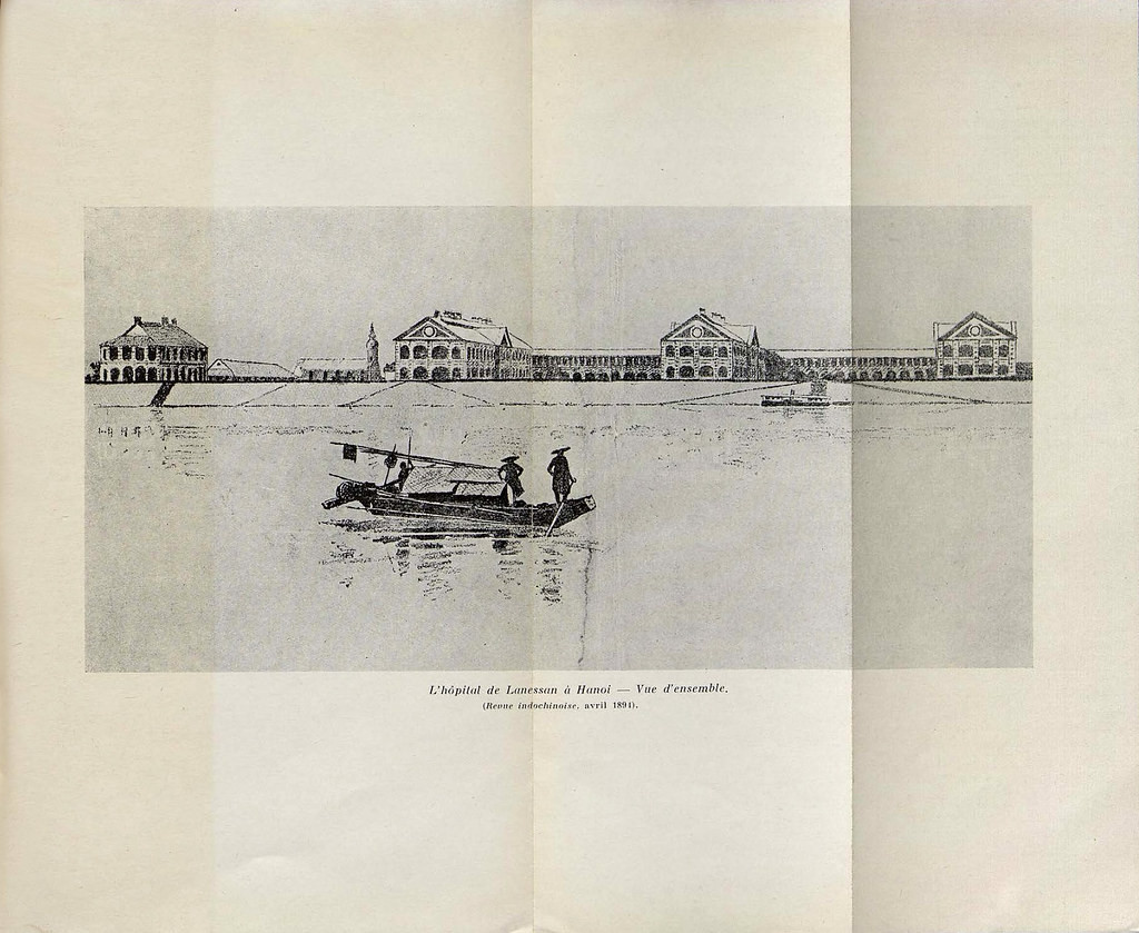 Từ sông Hồng nhìn về Bệnh viện Lanessan, hình ảnh đăng trên tạp chí Đông Dương, tháng 7/1894.