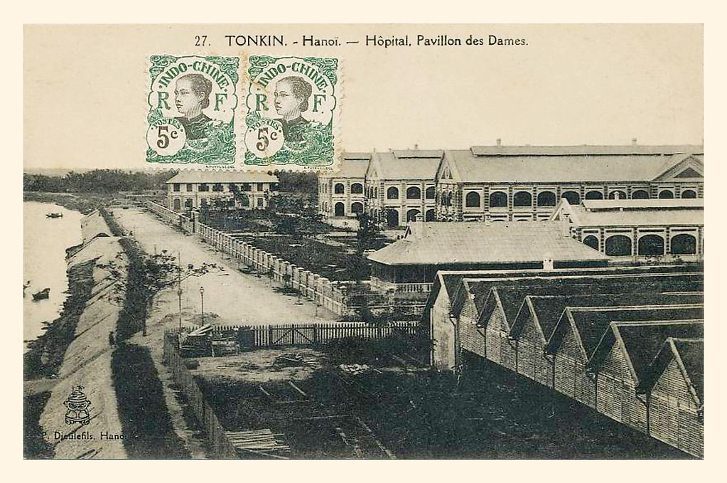 Bệnh viện Lanessan và đường ven sông Hồng.