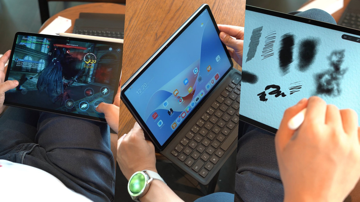  Vì thế, người dùng được phép điều chỉnh linh hoạt cách sử dụng, ví dụ như đặt màn hình lên cao để đỡ mỏi cổ hơn, hay nếu chỉ cần dùng để chơi game, xem phim thì sẽ không phải cầm thêm phần bàn phím, nhẹ tay đáng kể. 