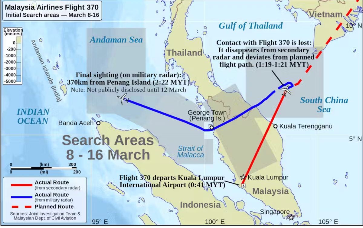 Kiểm soát không lưu đã mất liên lạc ngay khi máy bay đi vào không phận Việt Nam trên Vịnh Thái Lan. Radar quân sự sau đó đã theo dõi chuyến bay và phát hiện nó đã quay đầu chữ U bất ngờ và lao xuống biển. Liên lạc bị mất một giờ sau khi cất cánh và những nỗ lực tìm kiếm đầu tiên cuối cùng đã dừng lại vào năm 2017.