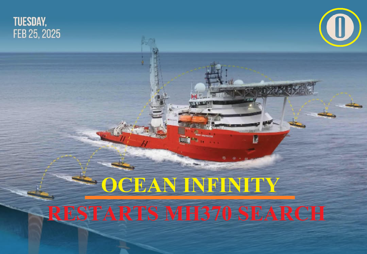 Ocean Infinity (công ty chế tạo robot hàng hải có trụ sở tại Mỹ và Vương quốc Anh) đã khôi phục lại cuộc tìm kiếm chuyến bay 370 của Malaysia Airlines, hơn một thập kỷ sau khi máy bay mất tích một cách bí ẩn.