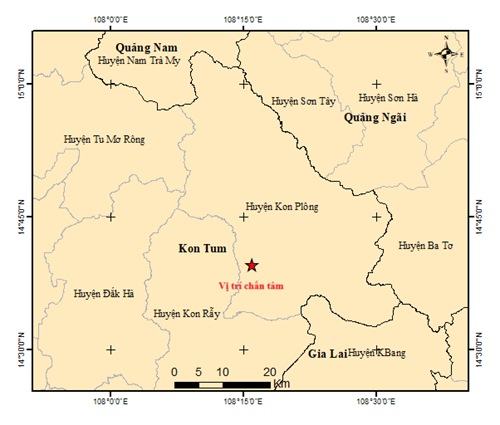 Vua xay ra dong dat 3 do o Kon Tum