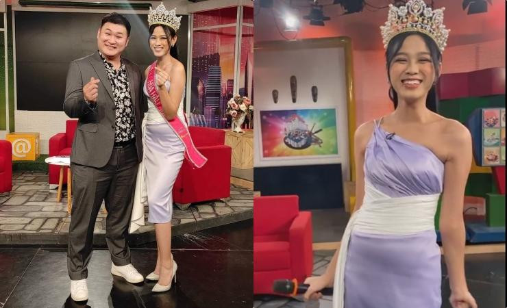 ựa chọn những bộ đầm làm từ chất liệu lụa để lộ nhược điểm vòng 2 kém thon gọn của nàng Hậu quê Thanh Hóa.