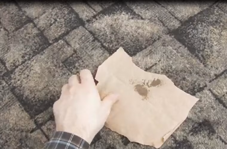 Dùng thìa áp mạnh lên thảm để làm tan chảy vết nến. Lưu ý, bạn nên đổi vị trí tờ giấy thấm nhiều lần để chúng có thể hút được tối đa lượng nến gây bẩn.