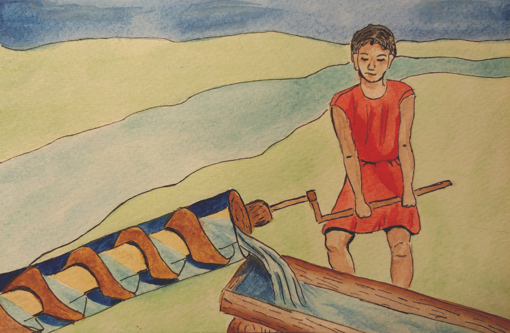 Không chỉ dùng để bơm nước, máy bơm của Archimedes còn có khả năng vận chuyển các vật liệu rắn như hạt ngũ cốc, cát sỏi... Theo thời gian, phạm vi ứng dụng của nó ngày càng mở rộng.