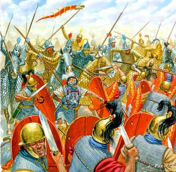 Trong trận Carrhae năm 53 TCN, kỵ binh cataphract người Parthia sử dụng trường thương kết hợp với các cung thủ cưỡi ngựa hạng nhẹ đã xóa sổ một đội quân La Mã đông hơn ba lần quân số của họ.