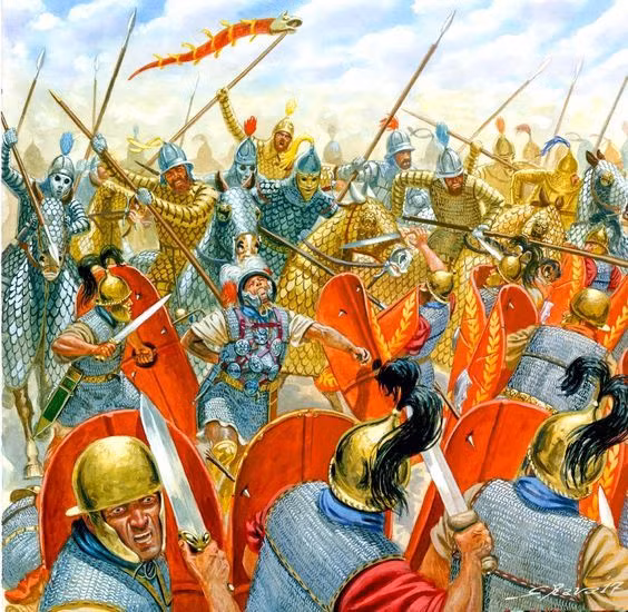 Trong trận Carrhae năm 53 TCN, kỵ binh cataphract người Parthia sử dụng trường thương kết hợp với các cung thủ cưỡi ngựa hạng nhẹ đã xóa sổ một đội quân La Mã đông hơn ba lần quân số của họ.