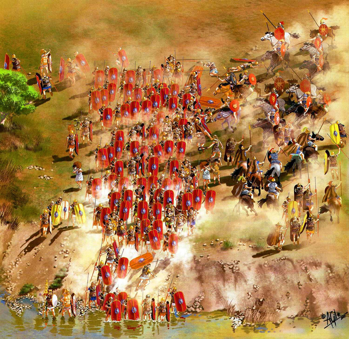  Trận Pharsalus (48 TCN) là trận đánh bước ngoặt của Julius Ceasar – nhà lãnh đạo vĩ đại của đế chế La Mã. Trong trận này, bằng tài bài binh bố trận mình, Caesar đã khiến cho lực lượng kỵ binh hùng mạnh của thành Pompei hoàn toàn sụp đổ. Sau trận đánh, Caesar đặt nền móng cho vị thế thống lĩnh La Mã của mình.