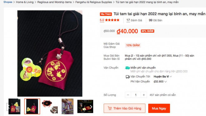 Thị trường túi giải hạn tam tai năm Nhâm Dần sôi động với nhiều mức giá - Hình 5 Thi truong tui giai han tam tai nam Nham Dan soi dong voi nhieu muc gia-Hinh-5