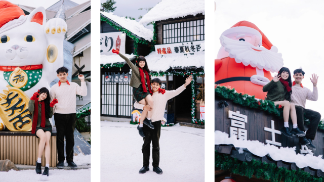 Không gian trắng xóa với những căn nhà gỗ retro nâu san sát, lồng đèn, người tuyết khổng lồ, cây thông Noel lung linh, và vòng nguyệt quế tạo nên một bức tranh sống động của mùa Giáng Sinh. Bên cạnh đó là những tiểu cảnh dễ thương được bài trí xung quanh mang đến cho bạn những góc chụp tuyệt đẹp. Nhiều cặp đôi thỏa sức tạo những kiểu vô cùng dễ thương với không gian đầy tuyết giữa lòng thành phố Đà Lạt thơ mộng. 