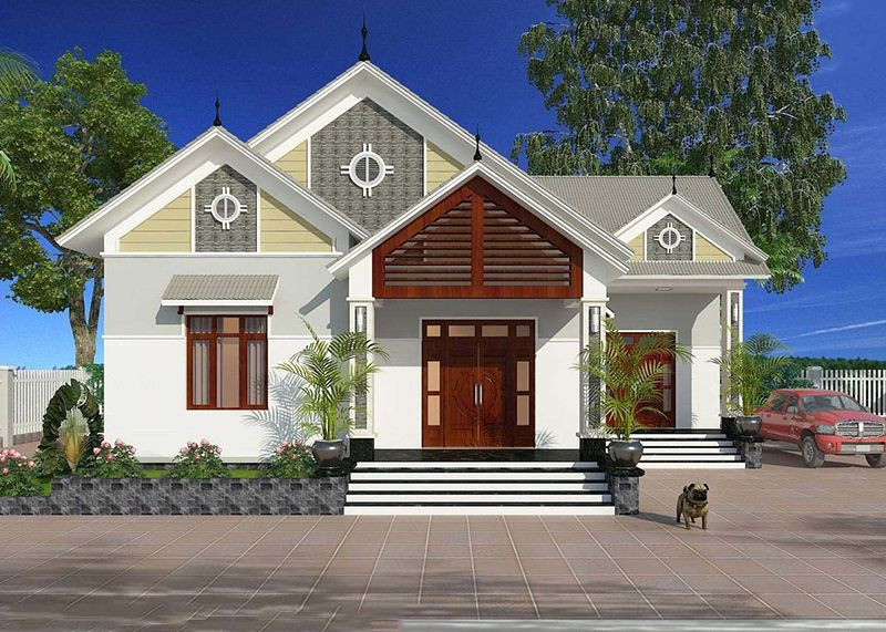 Mẫu nhà vườn đẹp 1 tầng 4 phòng ngủ, nhìn là mê Mau nha vuon dep 1 tang 4 phong ngu, nhin la me