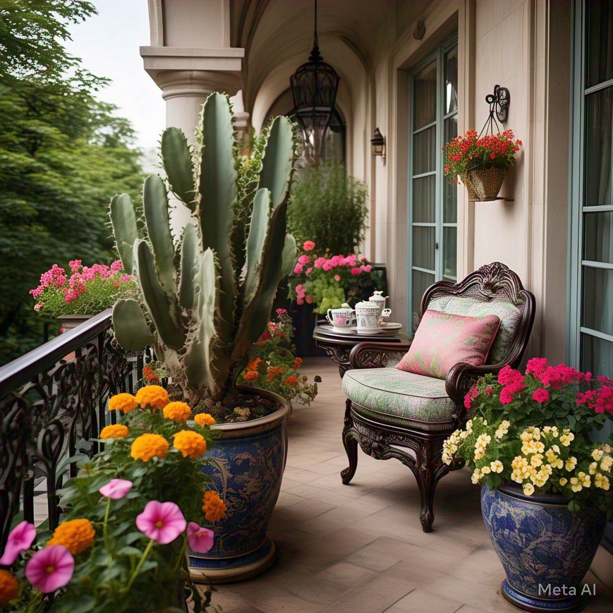 Người xưa cho rằng, đặt cây cảnh này ở ban công có thể làm suy yếu tác động tiêu cực của cột điện, rào chắn đường,… bên ngoài đường, đồng thời hấp thụ năng lượng tiêu cực để đảm bảo sự hài hòa và yên tĩnh cho ngôi nhà. 