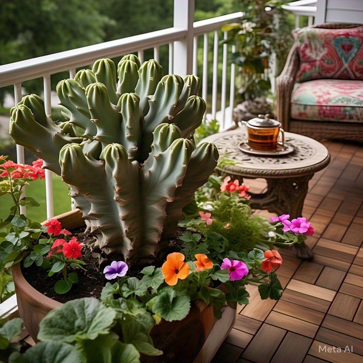  5. Cây cảnh: Ngọc kỳ lân. Xương rồng vạn lý trường thành hay còn gọi là ngọc kỳ lân (tên tiếng Anh là Frilled Fan Crested, tên khoa học là Euphorbia lactea cristata), nhìn từ xa trông như một hòn non bộ xanh tốt, xanh mướt, một khung cảnh tràn đầy sức sống. 