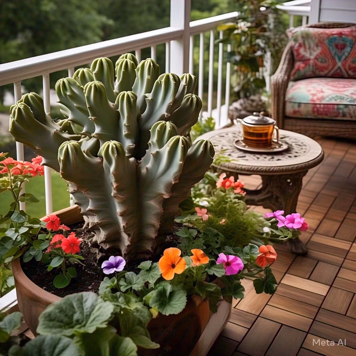  5. Cây cảnh: Ngọc kỳ lân. Xương rồng vạn lý trường thành hay còn gọi là ngọc kỳ lân (tên tiếng Anh là Frilled Fan Crested, tên khoa học là Euphorbia lactea cristata), nhìn từ xa trông như một hòn non bộ xanh tốt, xanh mướt, một khung cảnh tràn đầy sức sống. 