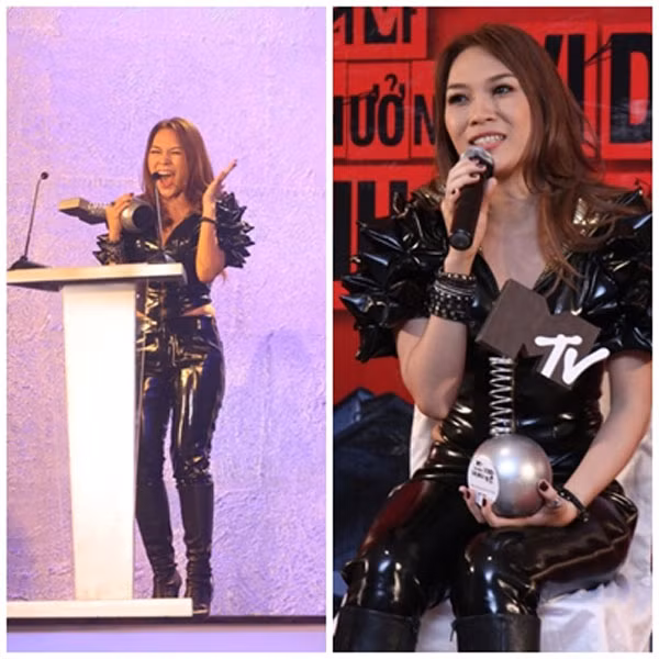 Thậm chí có lần "họa mi" đi nhận giải với phong cách hầm hố như một "siêu nhân".