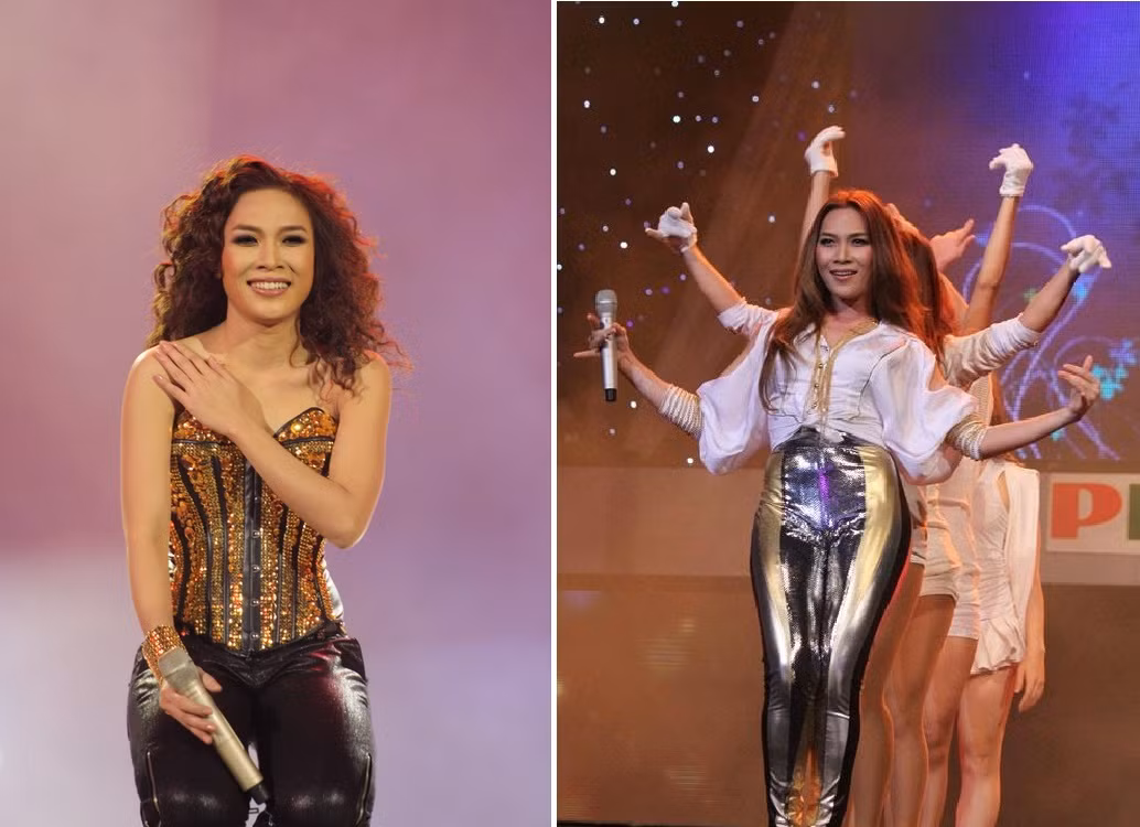 Những kiểu quần bó sát vào đùi và mông khiến Mỹ Tâm lộ điểm xấu của cặp đùi to, đôi c hân ngắn.