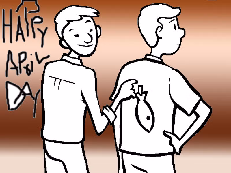 Trong tiếng Pháp, từ Cá Tháng Tư được gọi là Poisson d' Avril. Theo đó, trẻ em thường dính cá vào phía sau bạn học và sẽ kêu lên "Poisson d' Avril" khi trò đùa của mình bị phát hiện.