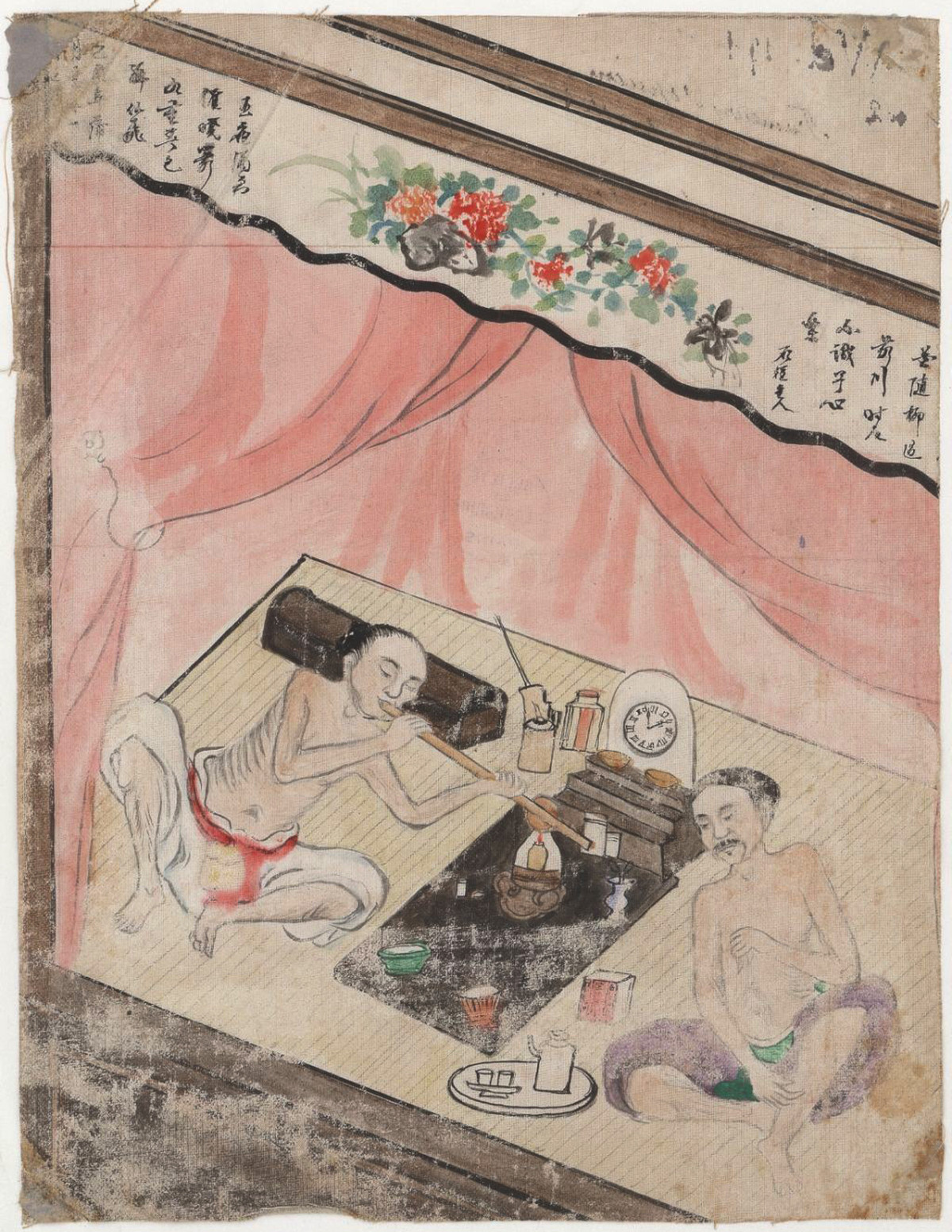 Hai người đàn ông hút thuốc phiện.