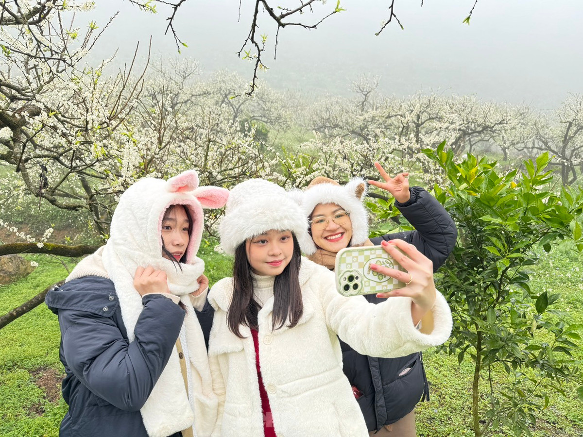 Bạn Khánh Đan cùng nhóm bạn đến từ Hà Đông chia sẻ: "Tuyến đường đi tuy xa, hơi vất vả khó đi nhưng bù lại khi đến đấy, chúng mình đã thực sự ngỡ ngàng trước vườn mận nở trắng tinh khôi, rất ấn tượng".