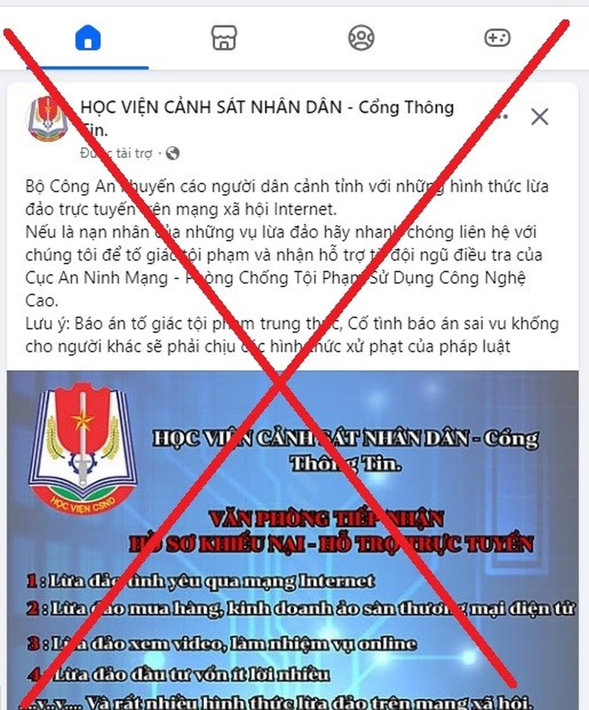 Fanpage của Học viện Cảnh sát nhân dân bị giả mạo để lừa đảo Fanpage cua Hoc vien Canh sat nhan dan bi gia mao de lua dao